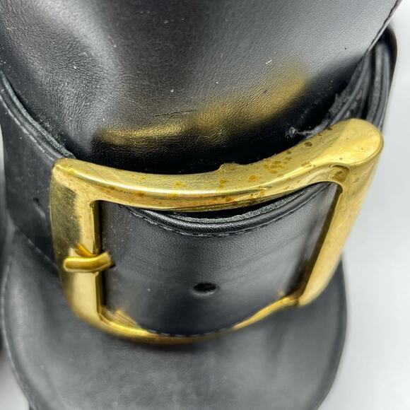 Alexander McQueen Black Leather Block Heel Buckle Ankle Boots Bootie SZ 36.5 6.5 - Picture 14 of 14